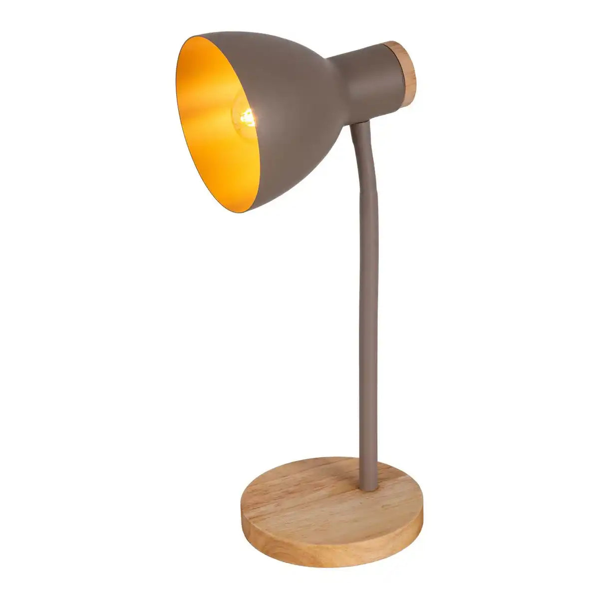 Schreibtischleuchte "MARIE" aus Metall und Holz, E14, Braun, 36,5 cm hoch