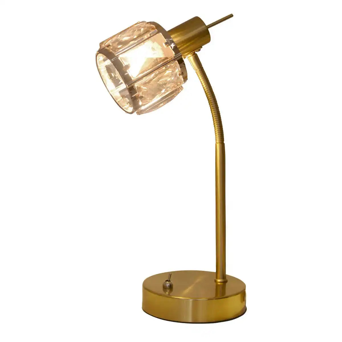 LED Tischleuchte "JOSEFA", Tischlampe aus Metall und Glas in Gold, mit E14-Fassung, für Esszimmer, Wohnzimmer, Diele oder Büro, für Wohnzimmer, Esszimmer oder als Nachttischlampe, 34,5 x 17,5 cm
