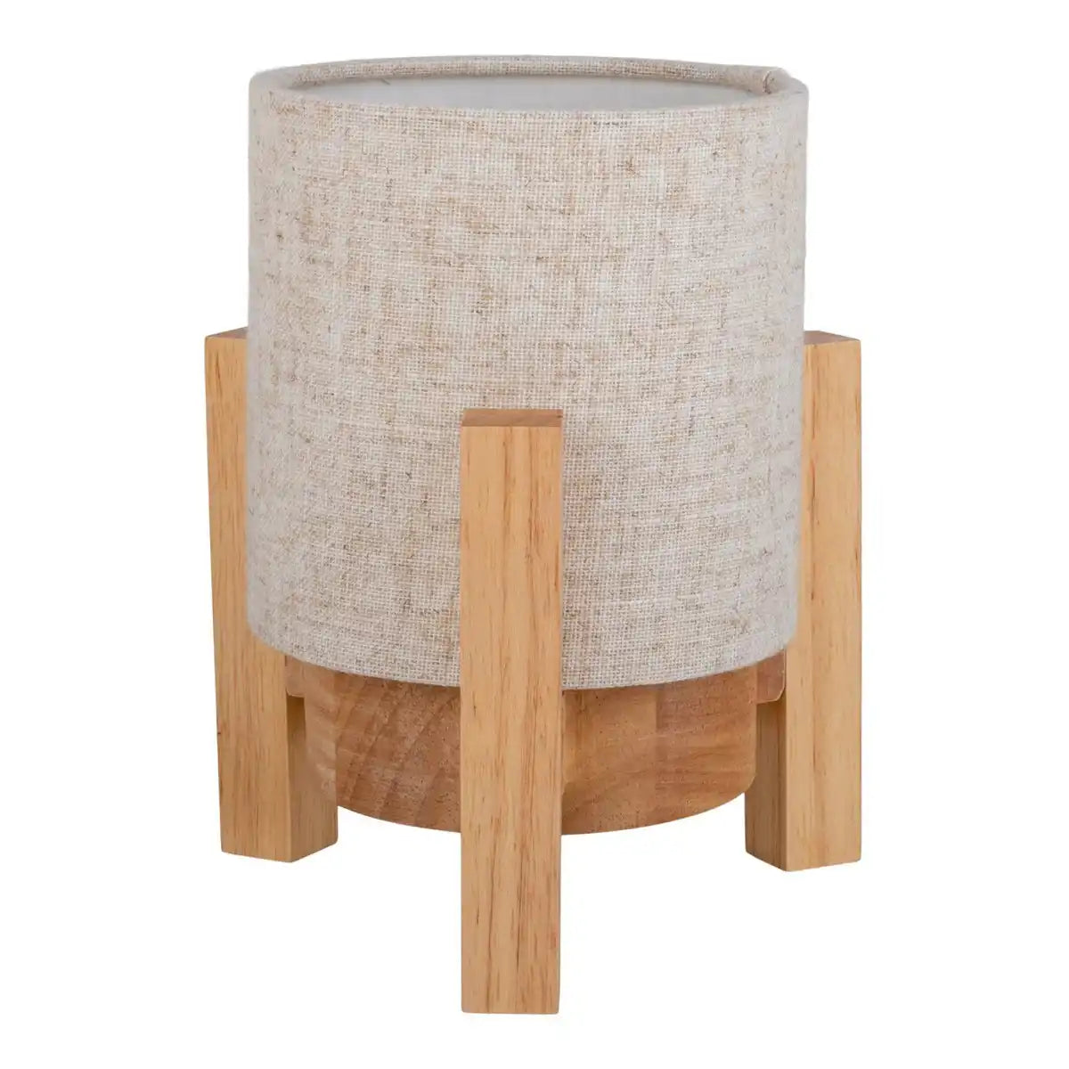 Akkutischleuchte "MADITA" 19 cm hoch, in Weiß/Natur, mit integrierter LED, dimmbar mit Berührungssensor