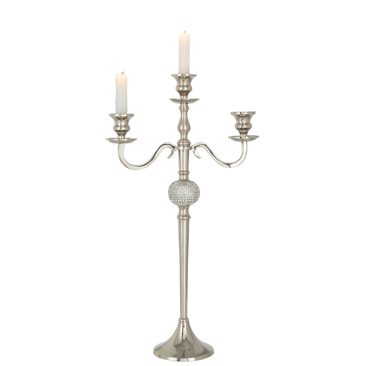 J-Line Kerzenhalter 3 Arme Diamond – Aluminium – Silber