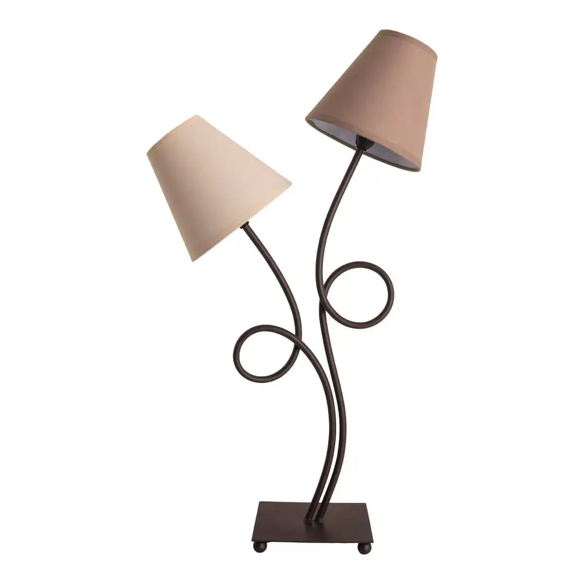 Tischleuchte, 2-flammig ""BOHO"", Tischlampe Braun/Beige, mit E14-Fassung, für Esszimmer, Wohnzimmer, Diele oder Büro, 65 cm hoch