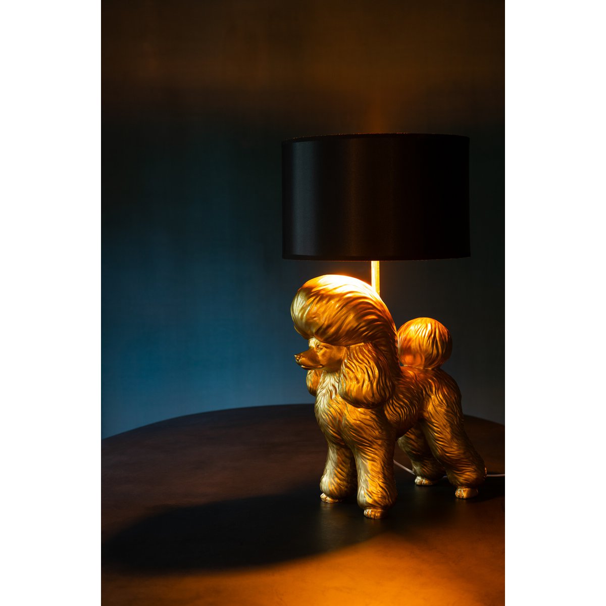 J-Line Lampe Hund Pudel Resine Gold