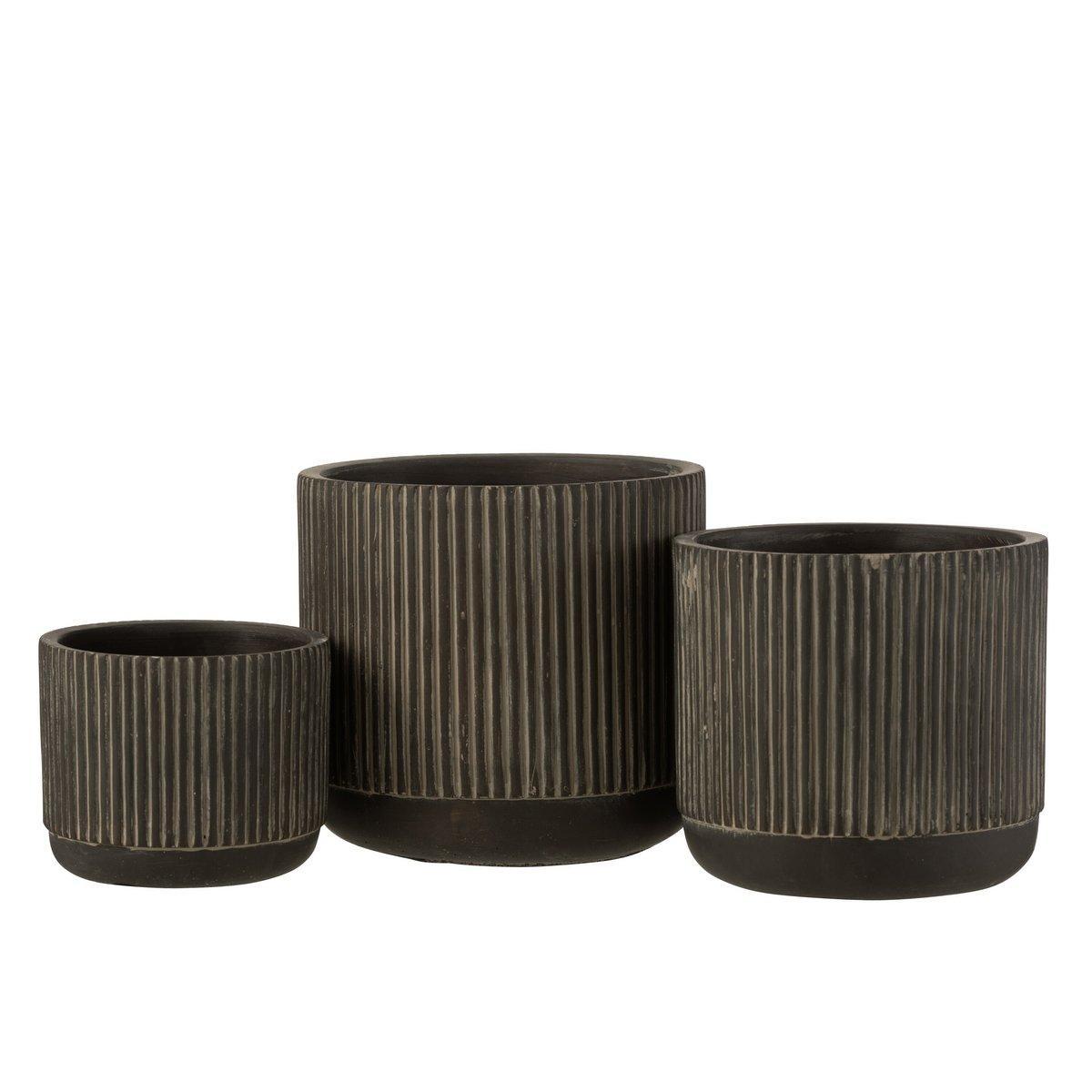 J-Line Blumentopf Line Keramik Schwarz/Braun Klein