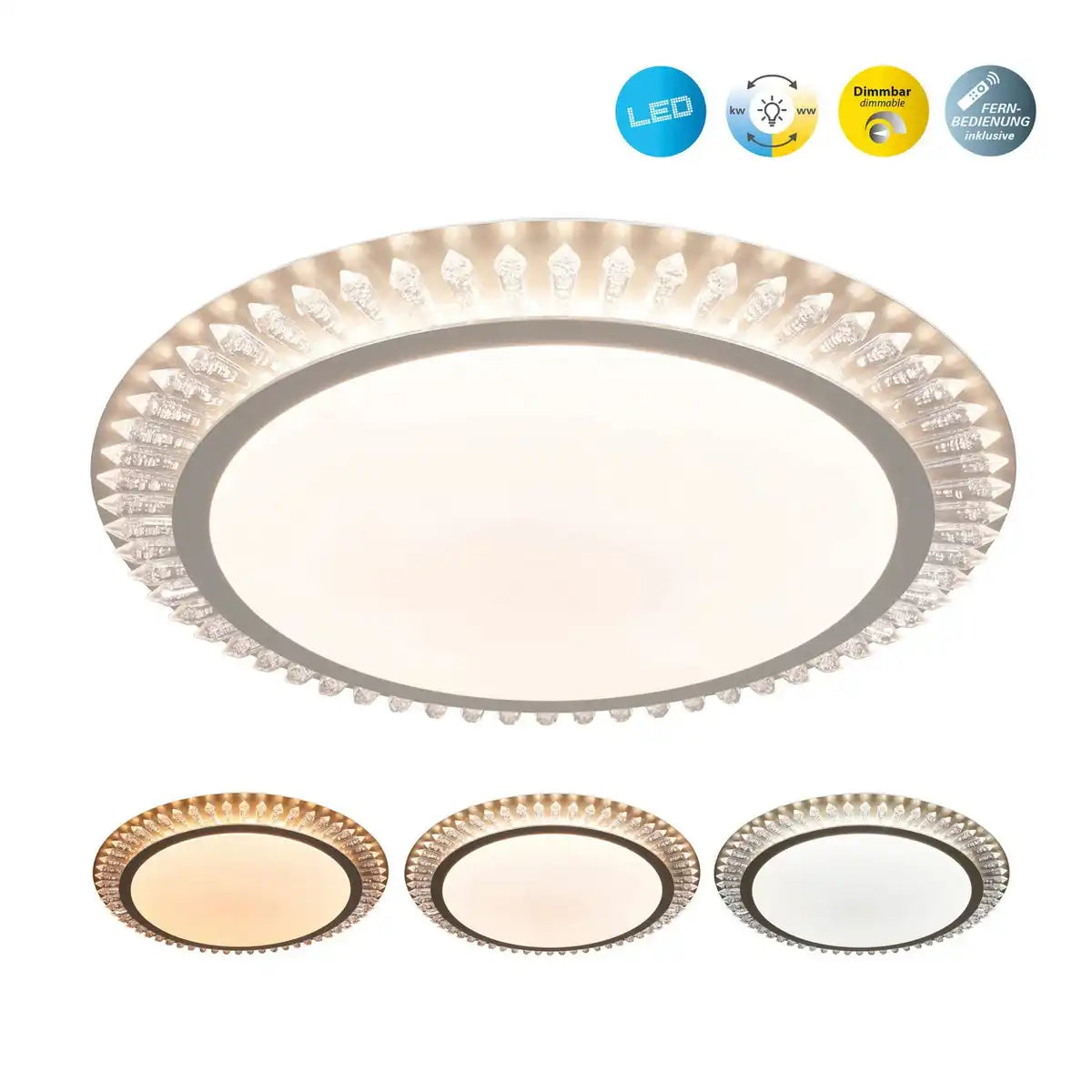 LED Deckenleuchte "MADISON" Ø 48 cm, viele Funktionen, aus Metall und Kunststoff , Gold, mit integrierten LEDs, Beleuchtung für Wohnräume oder Büro