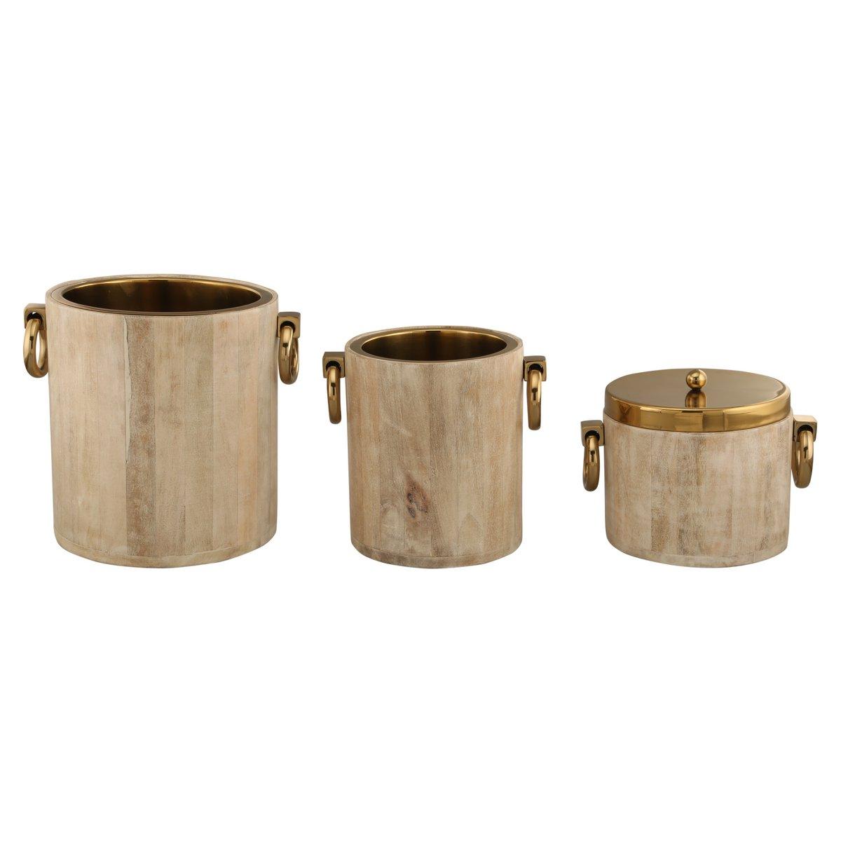 Holz Champagner Holz Metall Dore 25x30x28cm Eimer