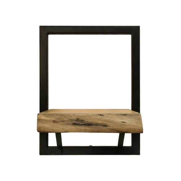 HSM Collection-Wandregal Levels Live Edge -25x22x32-Natur/Schwarz-Akazie/Metall