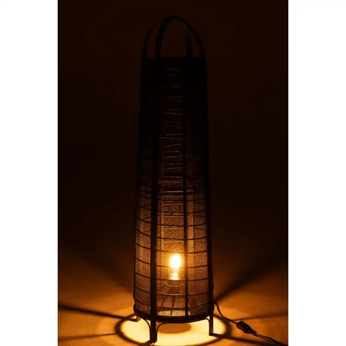 J-Line Lampe Don Baumwolle Bambus Schwarz