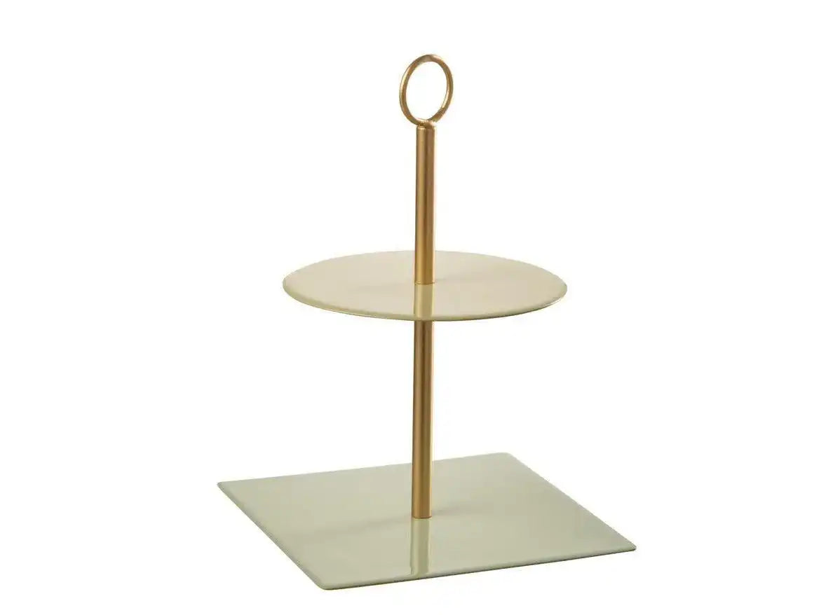 2 Etagen Etagere Layer Board rund quadratisch Metall - HomeDesign Knaus