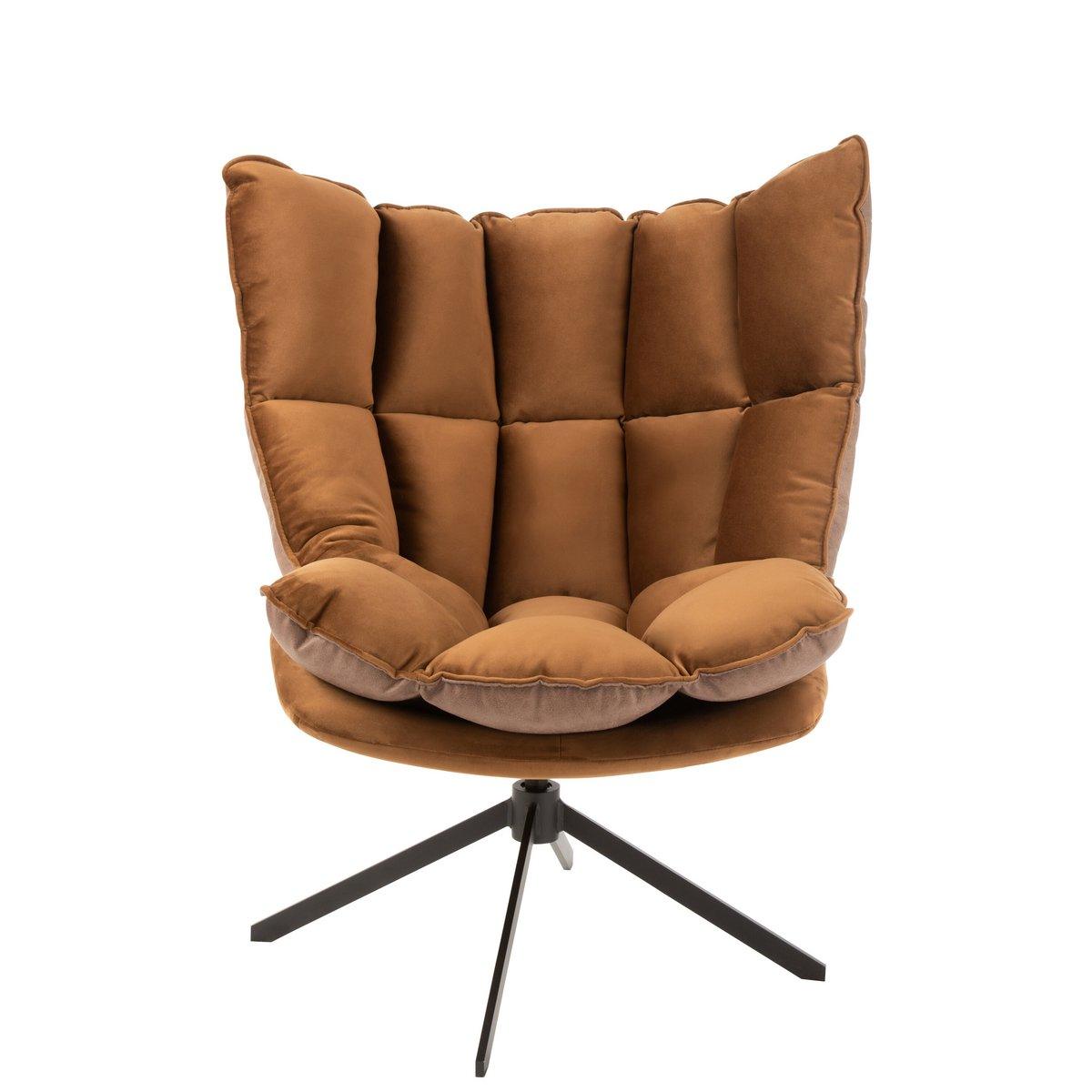 J-Line Stuhl Relax Kissen auf Gestell Textil/Metall braun