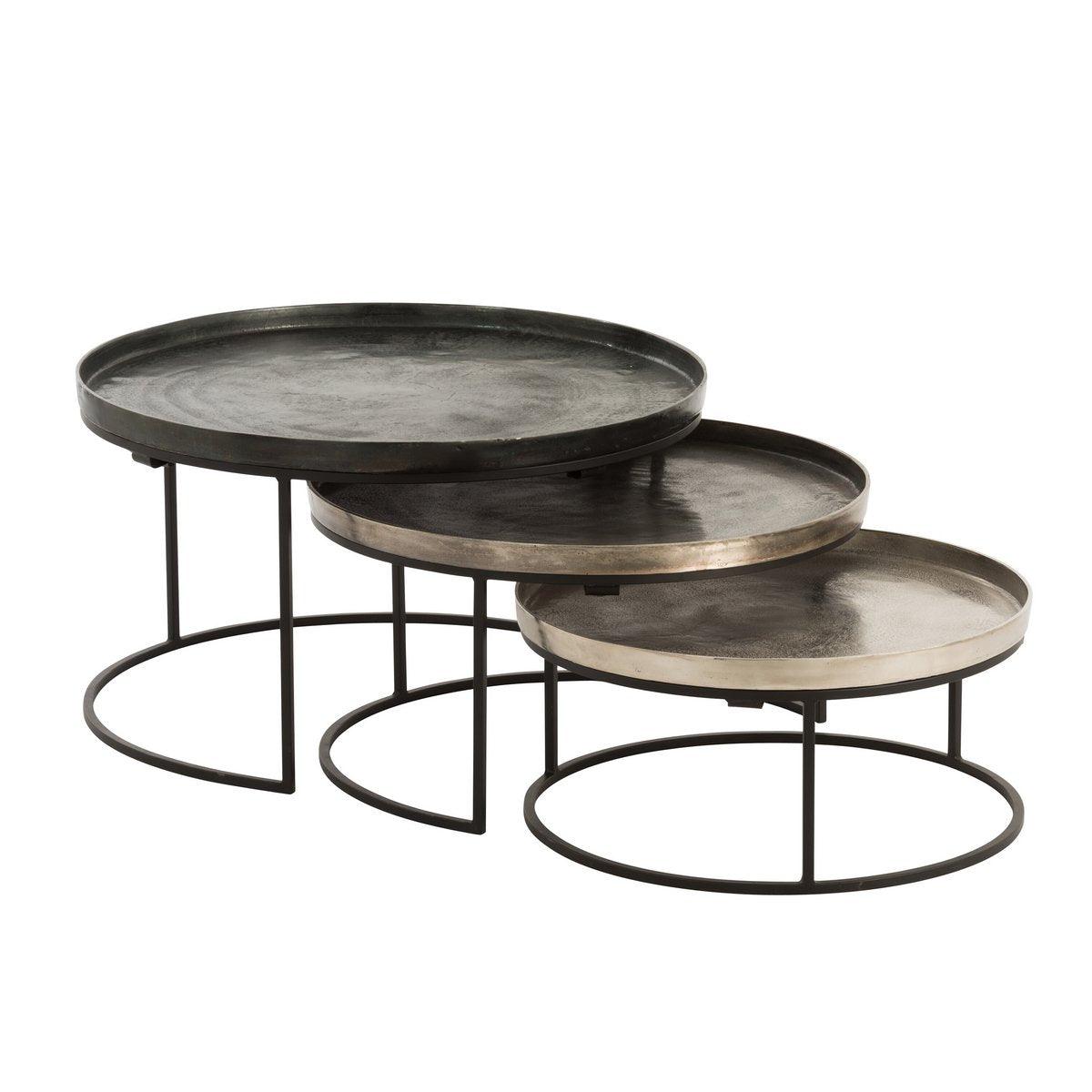 J-Line Beistelltisch Rund – Aluminium – Schwarz/Mix