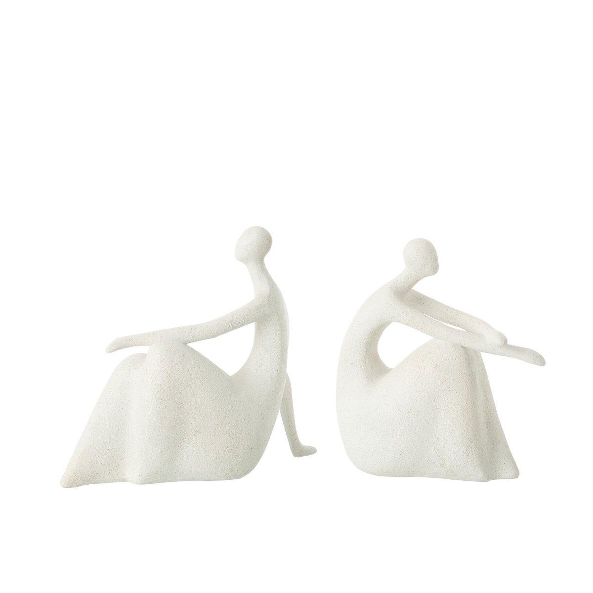 J-Line 2er-Set für Damen, modernes Kunstharz, mattweiß