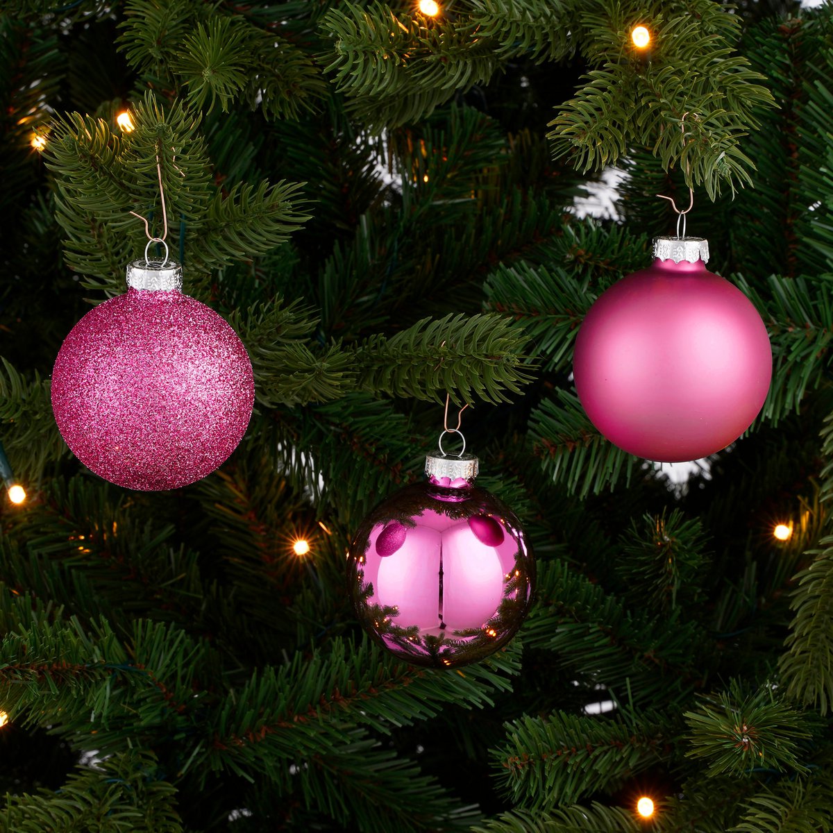 Weihnachtskugeln Set - 26 Stück - Ø7 cm - Glas - Fuchsia
