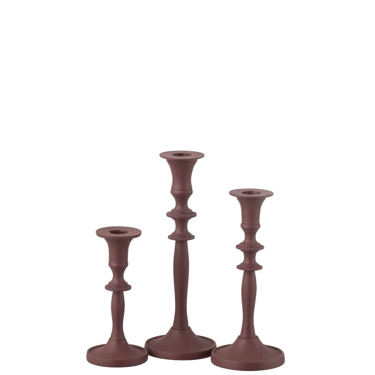 J-Line Set mit 3 Kerzenhaltern aus klassischem Aluminium in Kastanienbraun