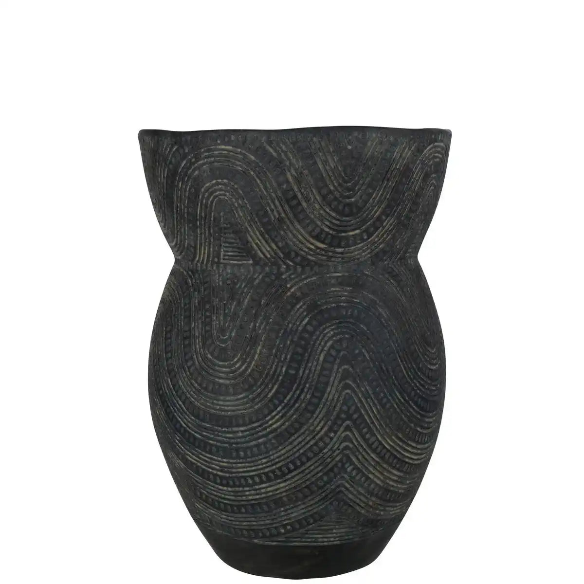 J -Line Vase Circle - Zement - Schwarz/Braun - 47 cm hoch