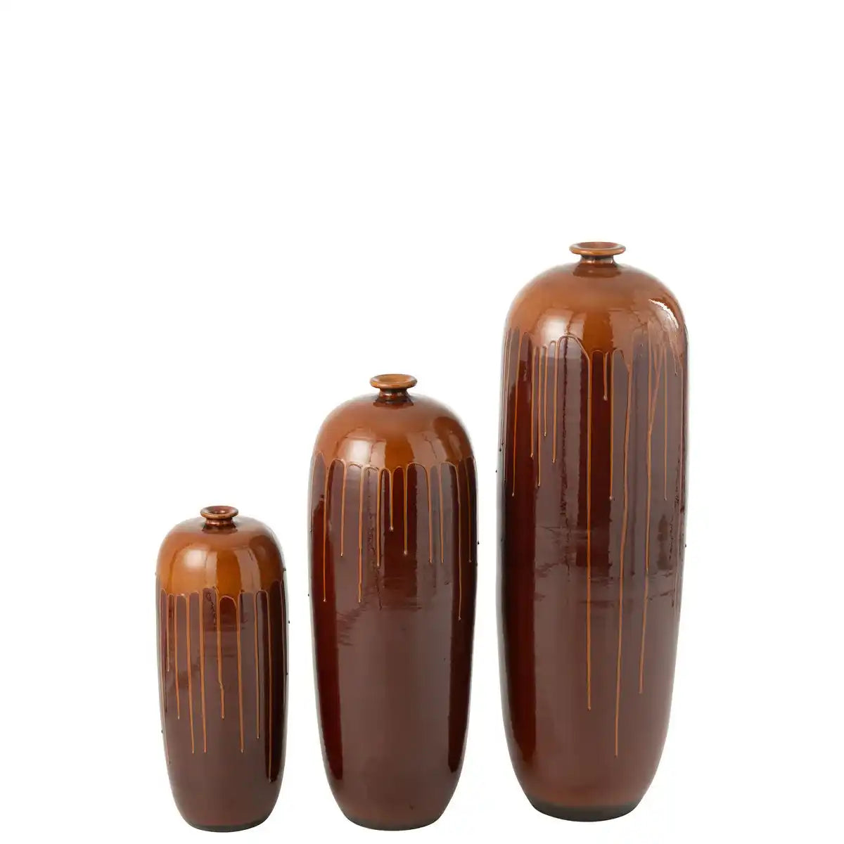 J-Line Blumentopf Lee - glänzendes Braun/Orange - Ø 28 cm