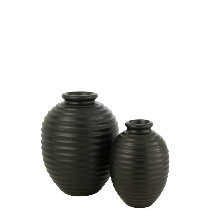 Blumenvase Bodenvase Oval Terrakotta Schwarz