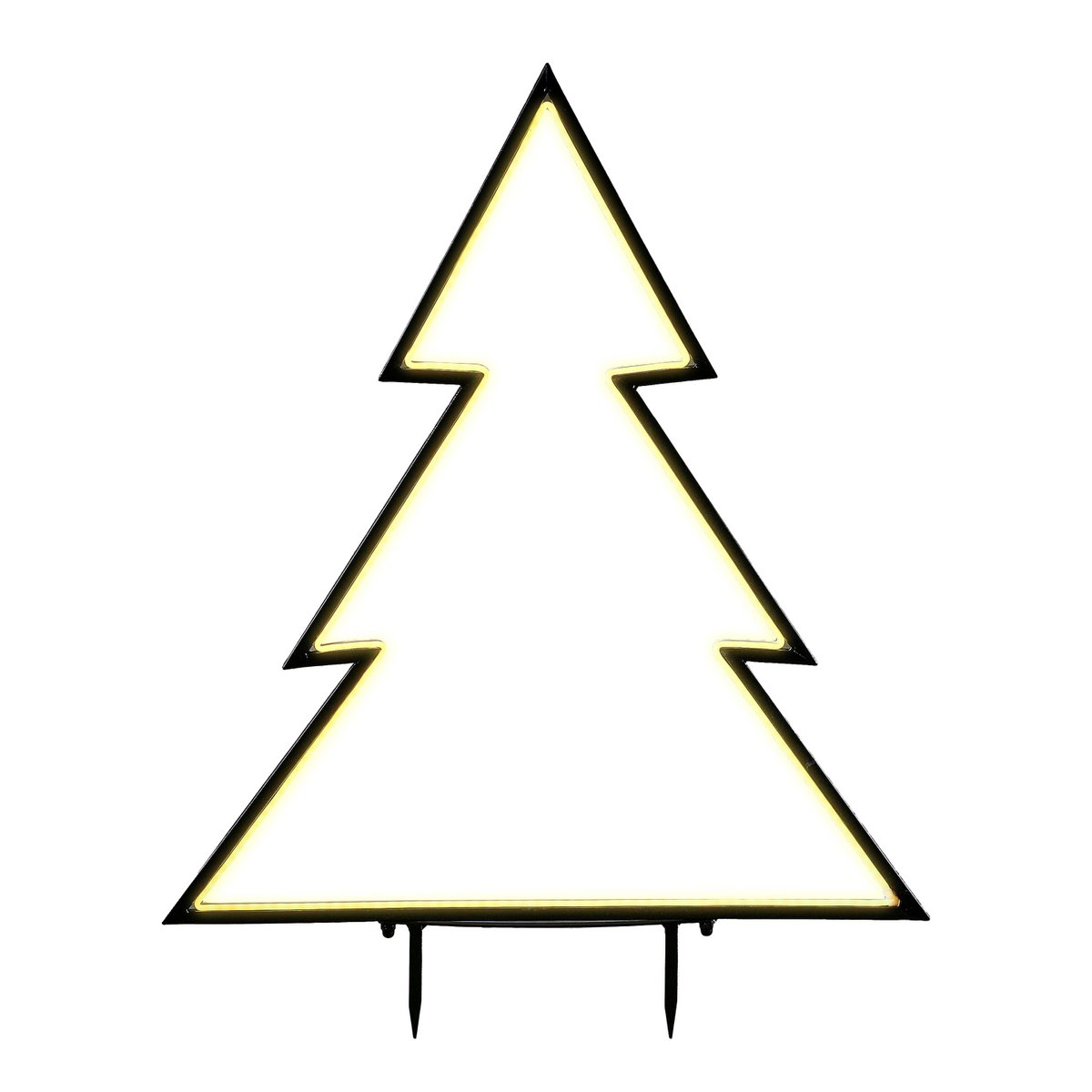 Weihnachtsbaum-Gartenstecker mit warmweißer LED-Beleuchtung – L90 x H100 cm – Metall – Schwarz