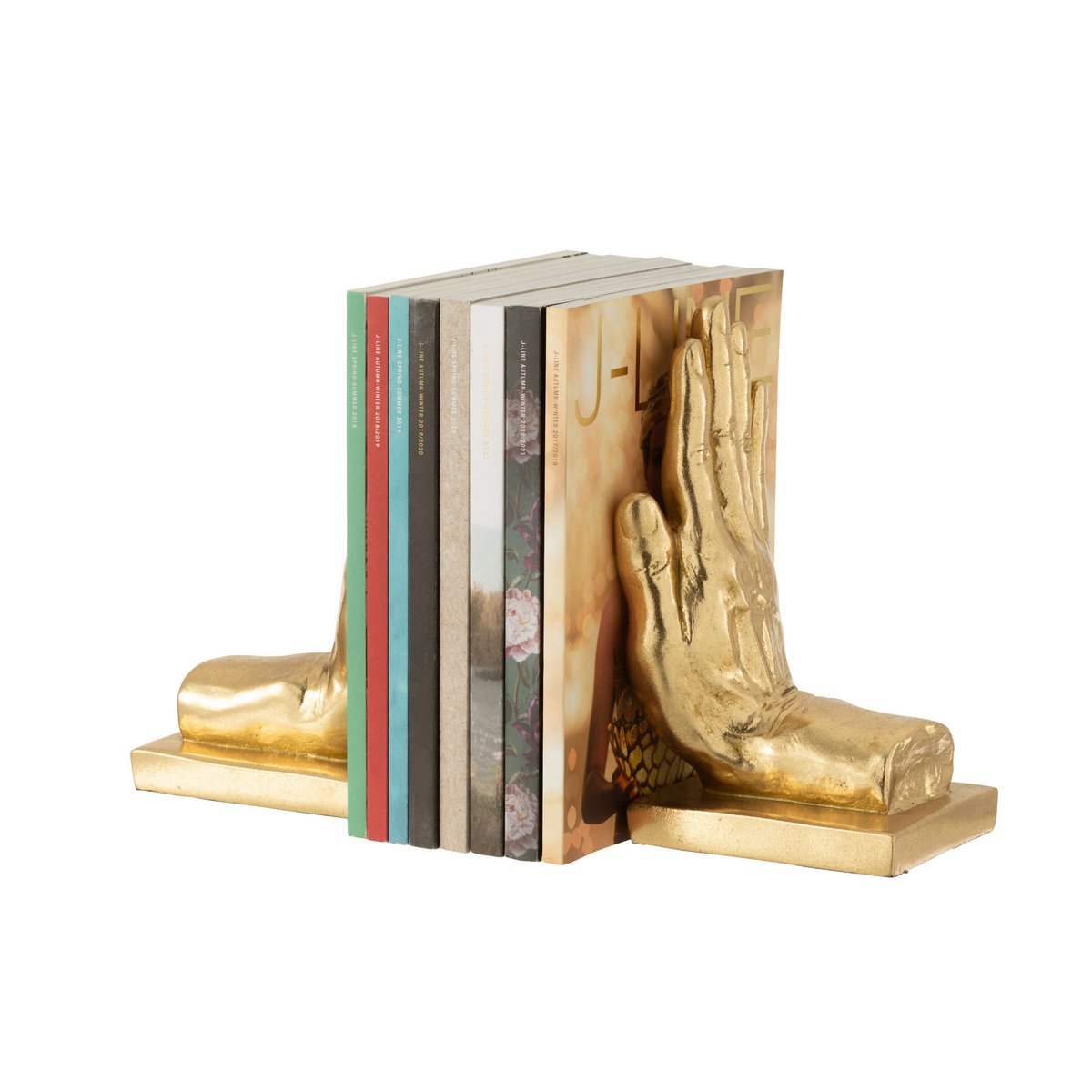 J-Line S/2 Buchstütze Hände Poly Gold