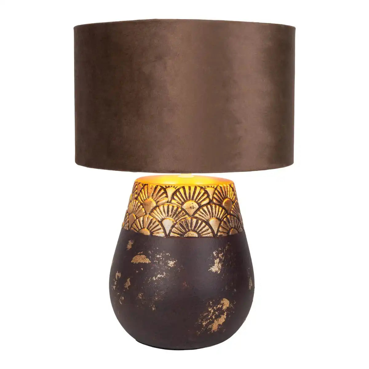 Keramik Tischleuchte "Bronco", Tischlampe, Keramik, beige/grau, mit E14-Fassung, für Esszimmer, Wohnzimmer, Diele oder Büro, 39 cm hoch