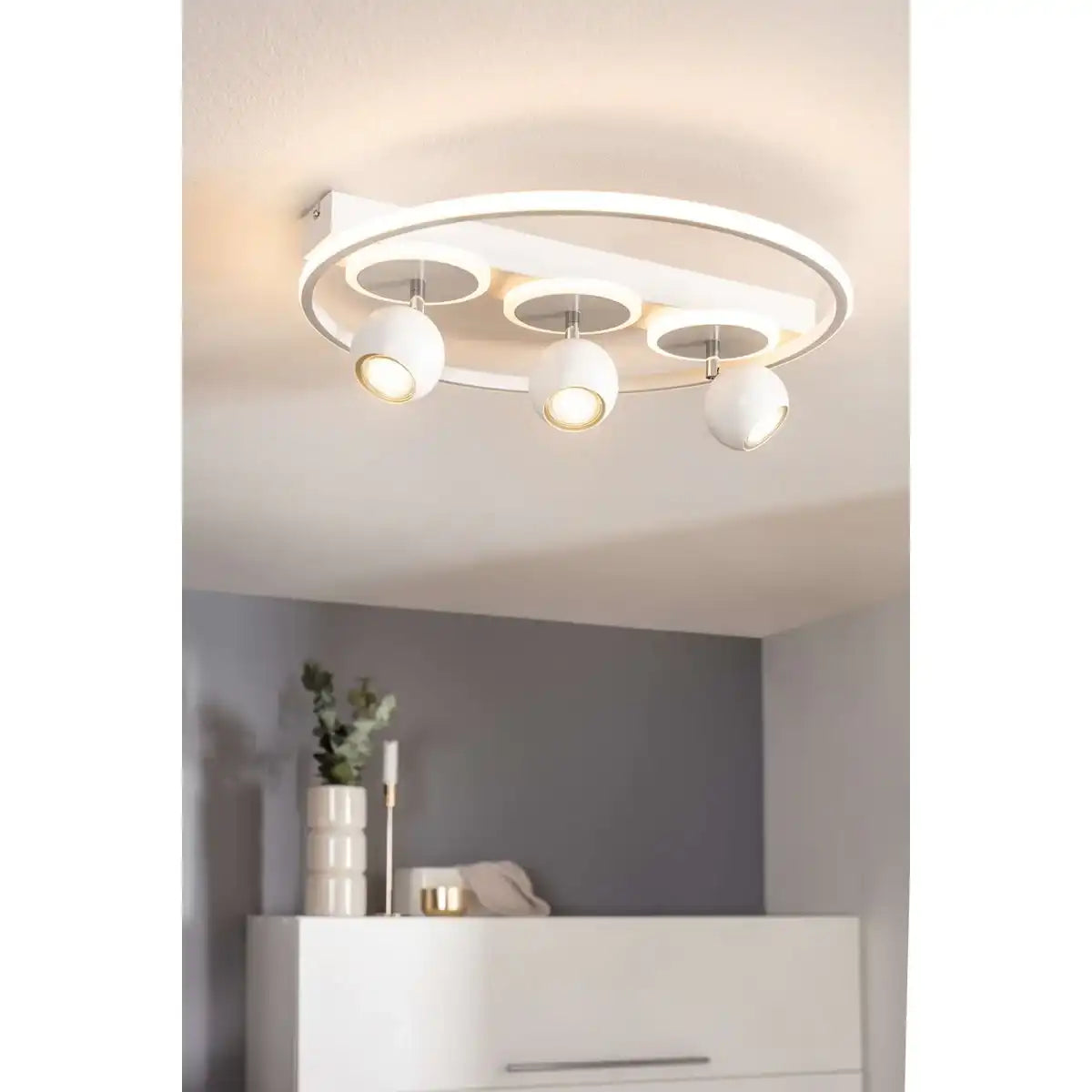 3er-Spot LED Deckenleuchte "RONDA" Ø 50cm, aus Metall und Kunststoff, weiß, GU10, Spots innen