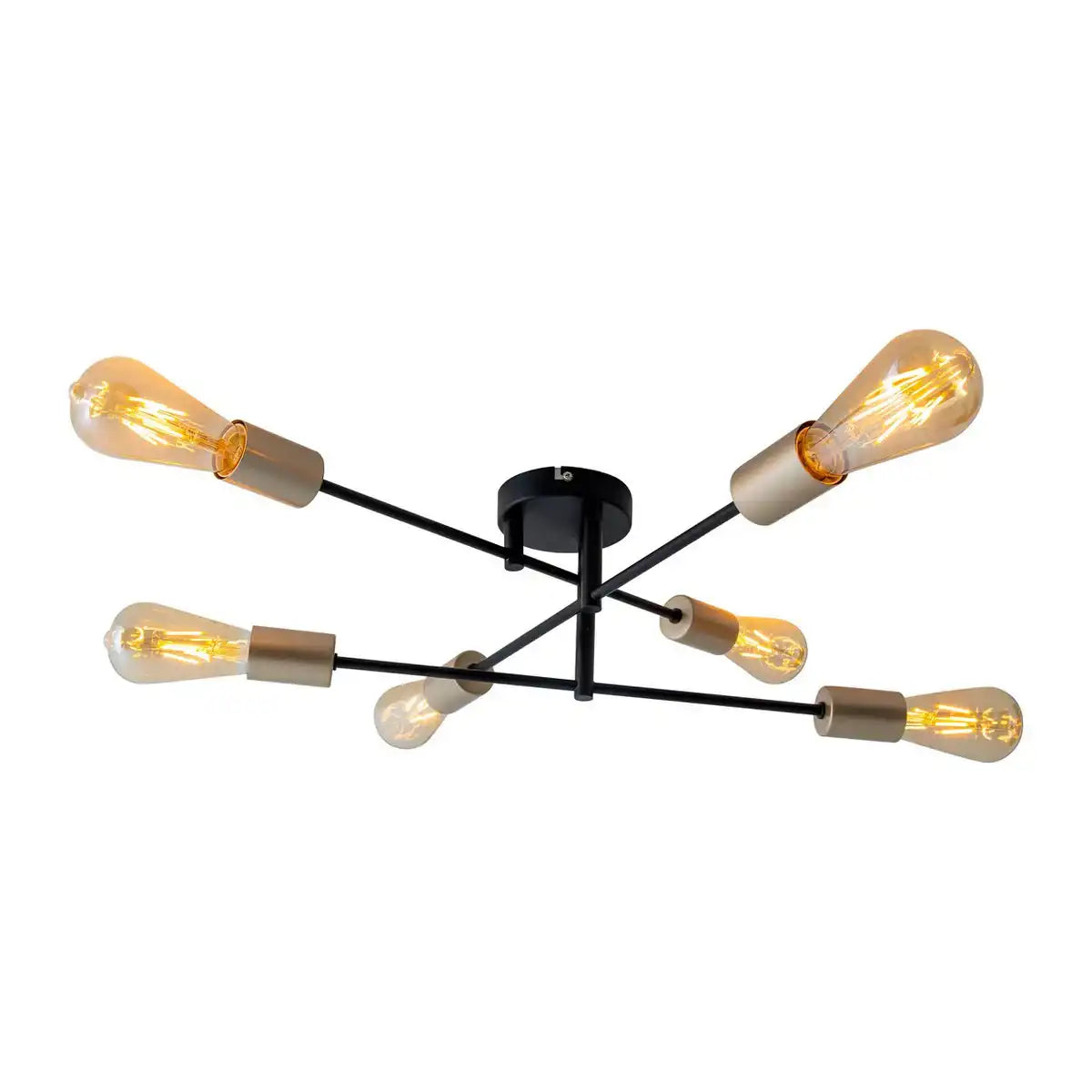 Deckenleuchte "MODO" 6-flammig aus Metall in Schwarz,, Fassungen Gold, E27-Fassung, Deckenlampe für Wohnzimmer, Esszimmer, Küche, Diele, Flur oder Büro mit einem Øvon 54,5 cm