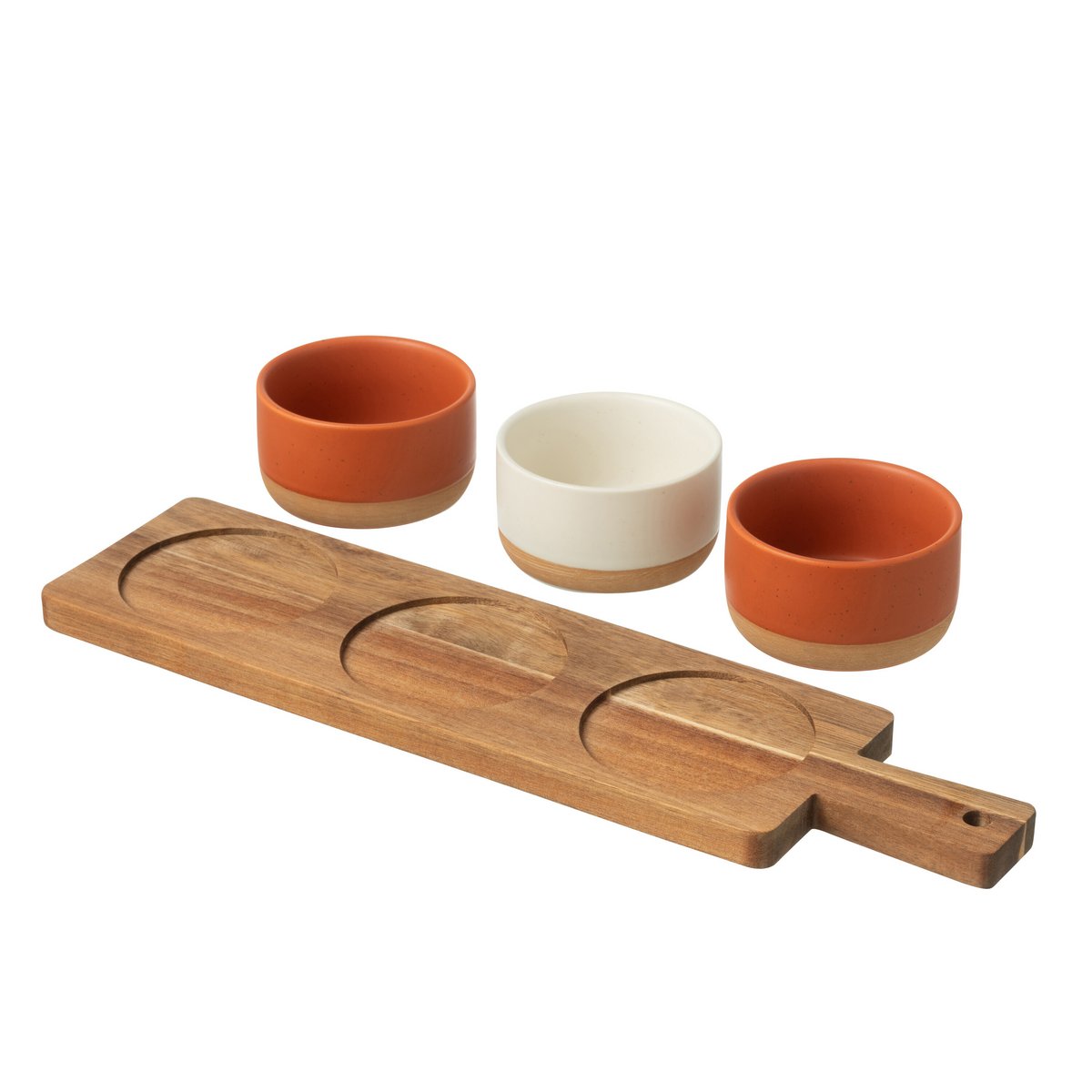 J-Line Tapas-Geschirr 3 Sets + Schüssel in Box Orange/Weiß