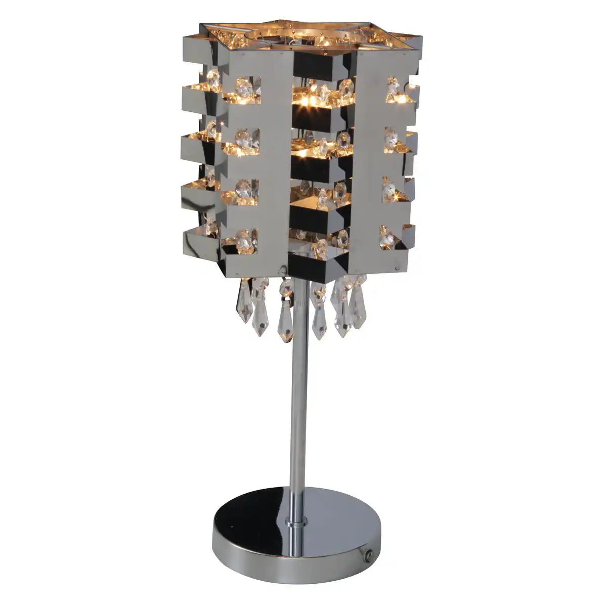 Tischleuchte "Kristallo" aus Metall und Glas, Chrom, E27