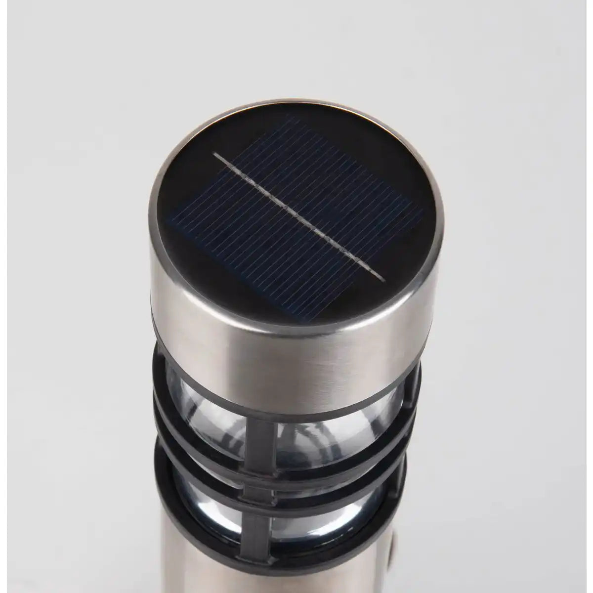 Solar-Dekoerdspieß "BOBBY" im 3er Set, Ø 6,2 cm, 42 cm hoch, Metall in Stahl-blank, Kunststoff, integrierte LEDs warmweiß