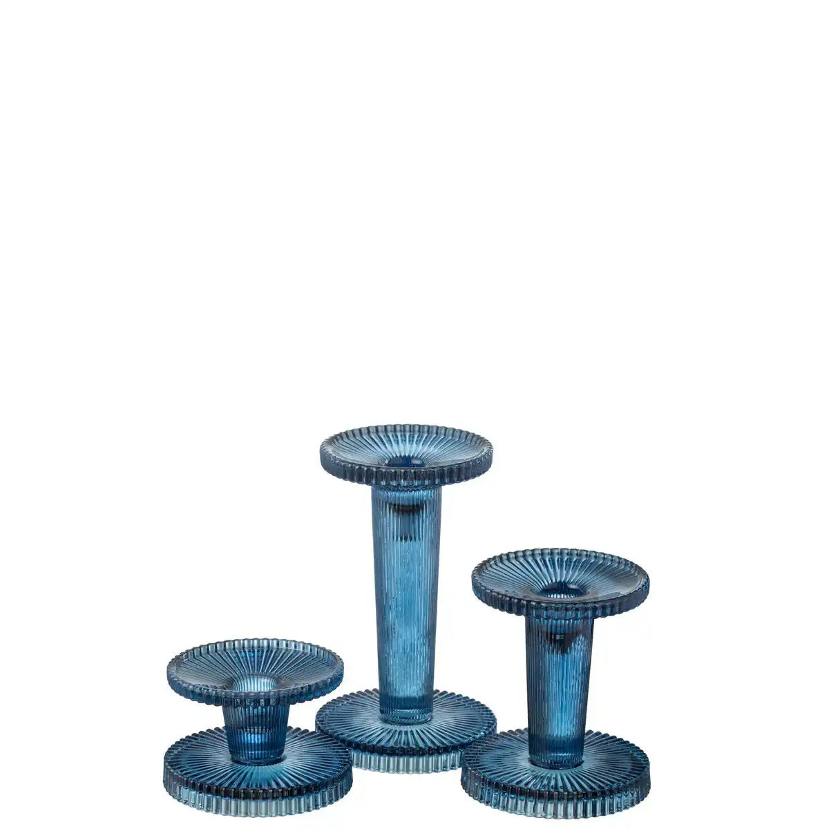 J-Line Kerzenhalter Nelly - Glas - Blau - 3 Stück
