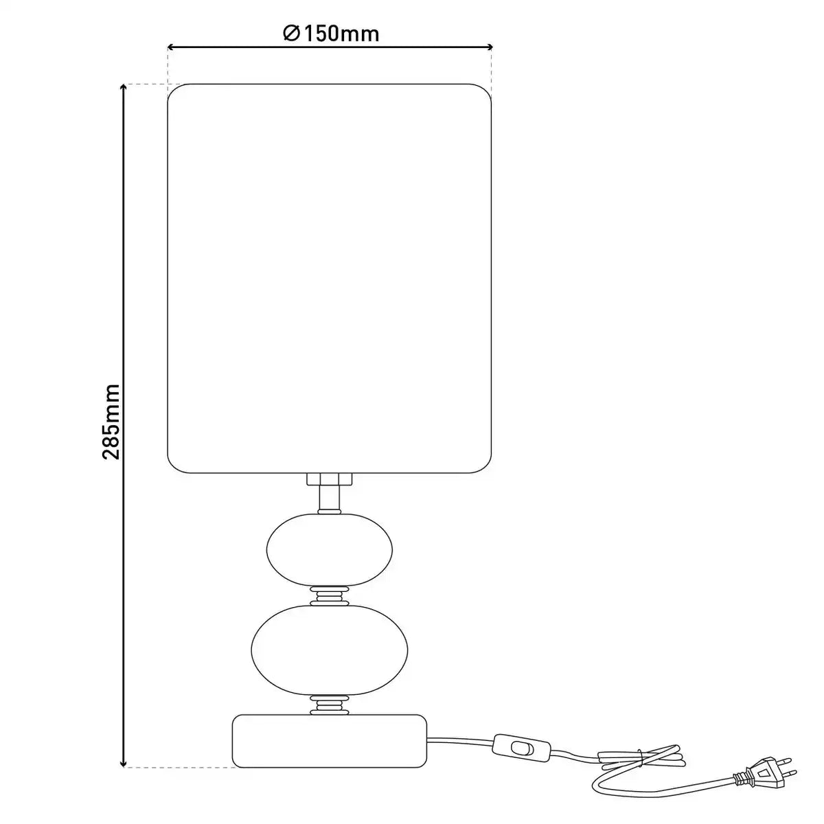 Stoff, Tischleuchte "MALI", Tischlampe aus Metall und Textilmaterial, weiß, mit E14-Fassung, für Esszimmer, Wohnzimmer, Diele oder Büro, Tischlampe für Wohnzimmer oder Esszimmer, Nachttischlampe- 28,5 cm hoch