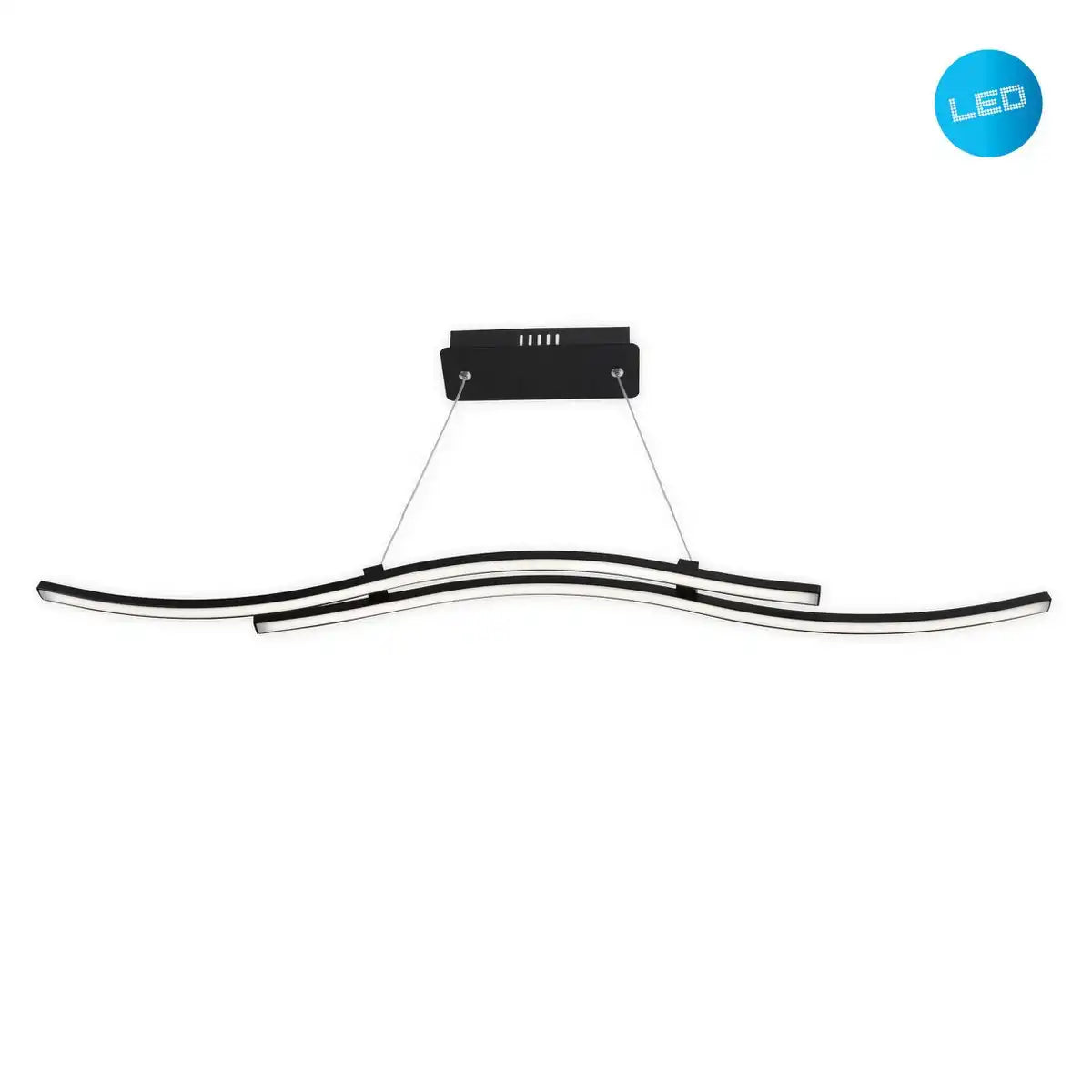 LED-Pendelleuchte "ONDA", Hängelampe aus Metall und Kunststoff in Schwarz, mit fest verbauten LEDs, Beleuchtung für Wohnzimmer, Esszimmer oder Büro, 96 cm lang