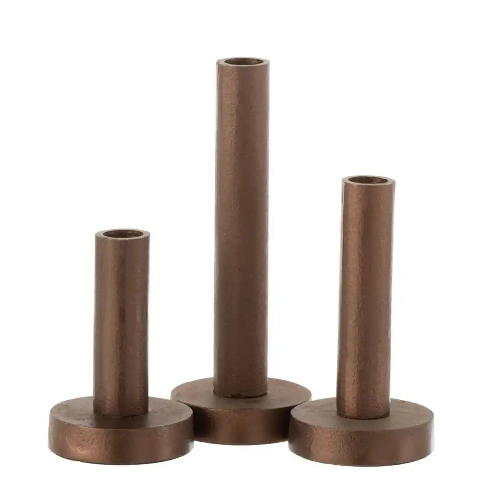 J-Line Kerzenständer Low Modern - Metall - Dunkelbraun - 3 Stück