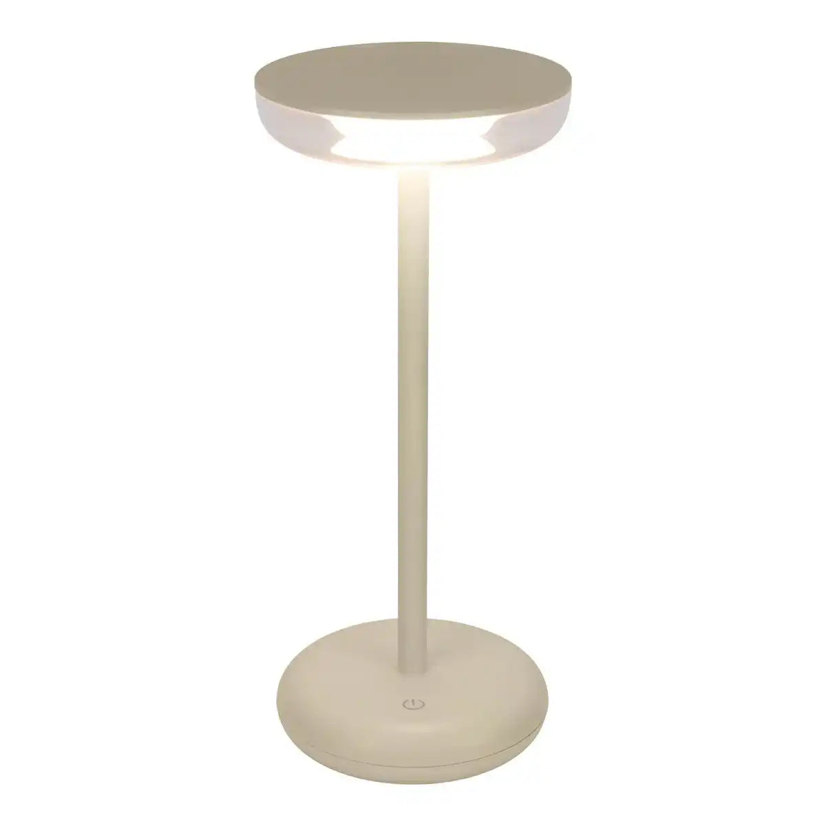 Akku-Tischleuchte "PASI" für Außen und Innen, aus Metall und Kunststoff in Beige, dimmbar, mit Touch- und Memory-Funktion, ca. 26 cm hoch
