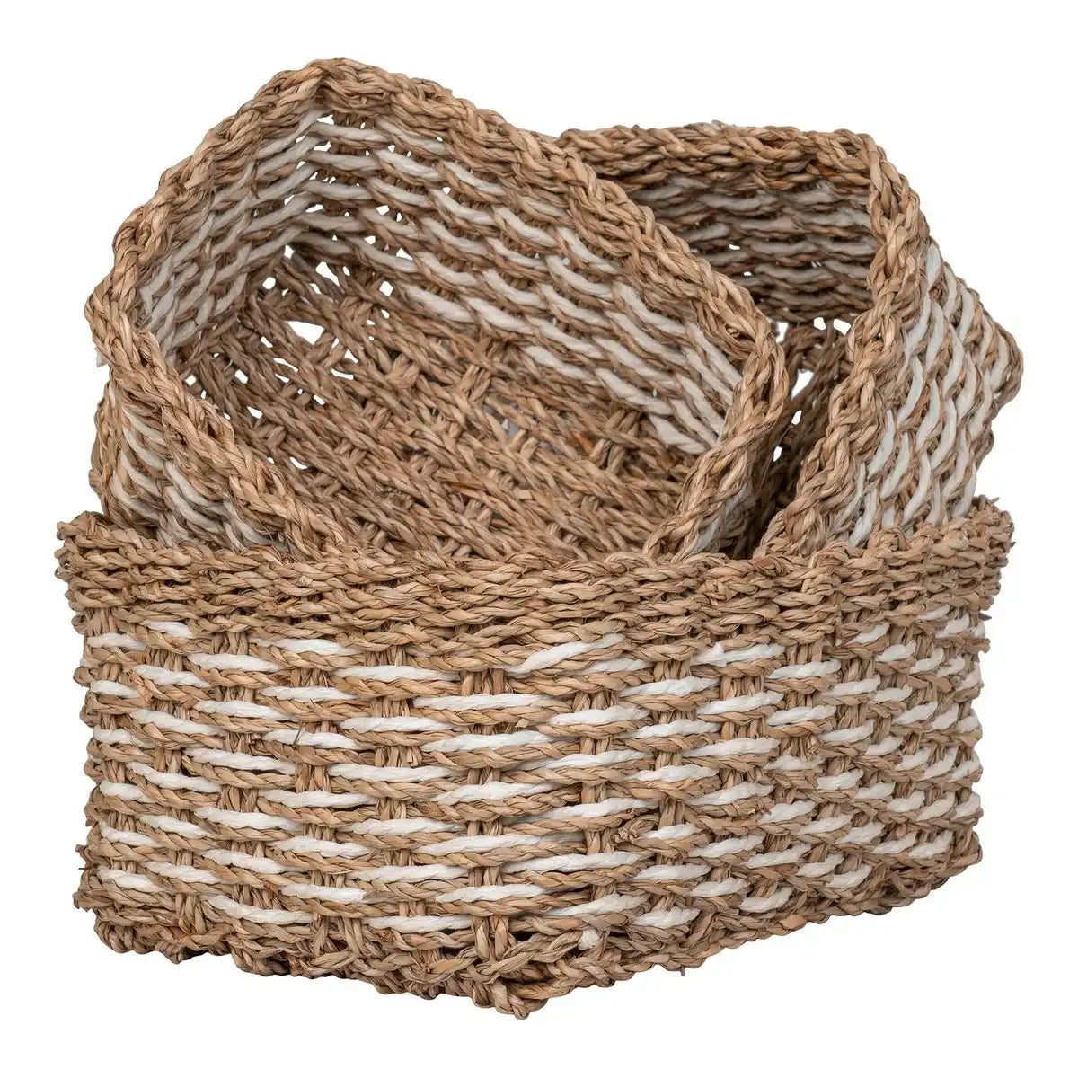 Pala Basket - Korb, Seegras/Papier, natur/weiß, 3er-Set