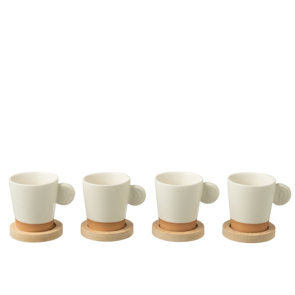 J-Line Box mit 4 Kaffeebeuteln mit Ohr + Bambusboden, Keramik, Weiß/Natur