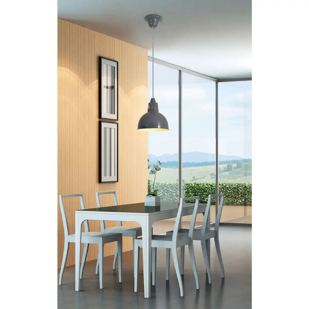 Metall-Pendelleuchte "Desira", Retro Classic, aus Metall in Grau, E27