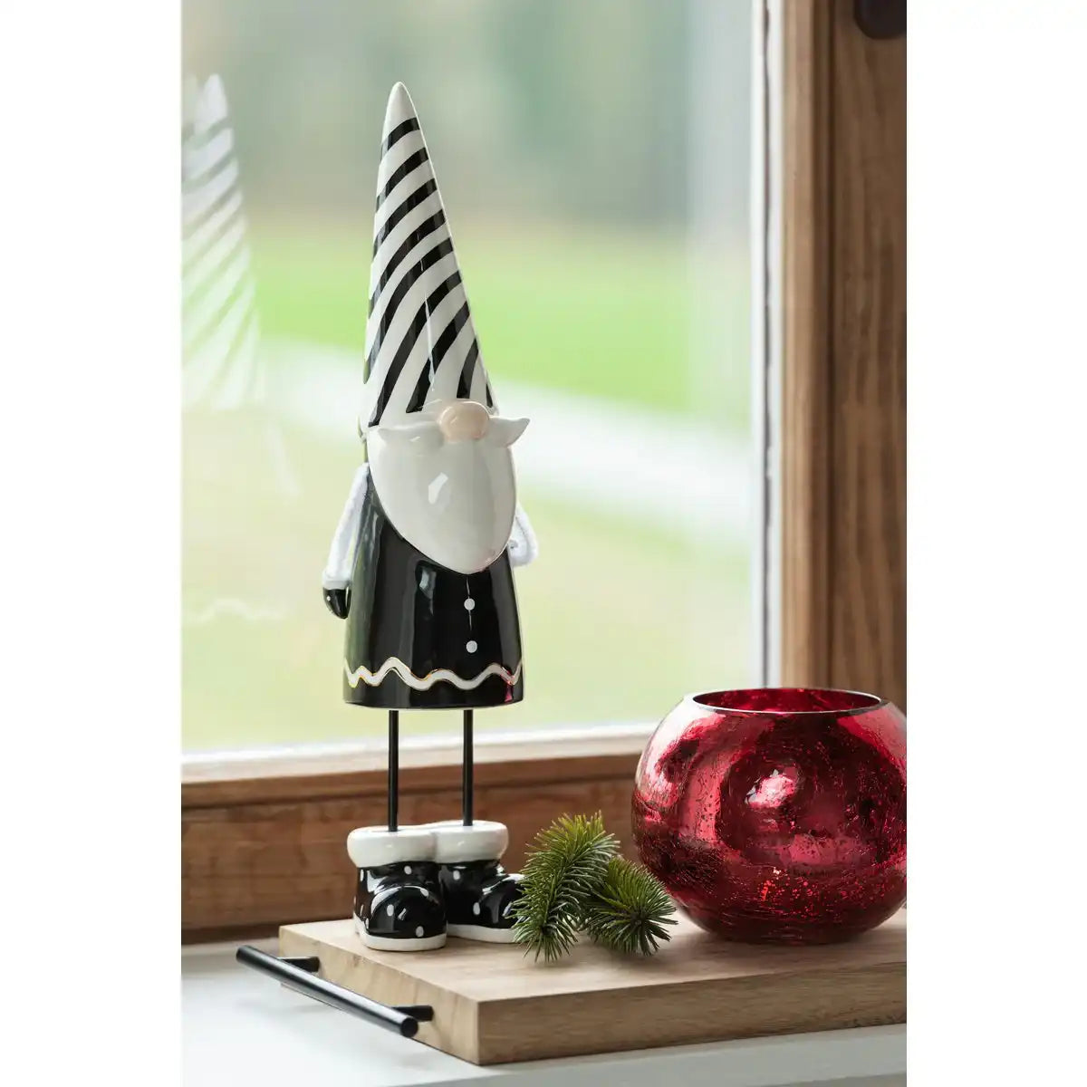 J-Line Weihnachtsfiguren - Keramik - Schwarz/Weiß - Groß