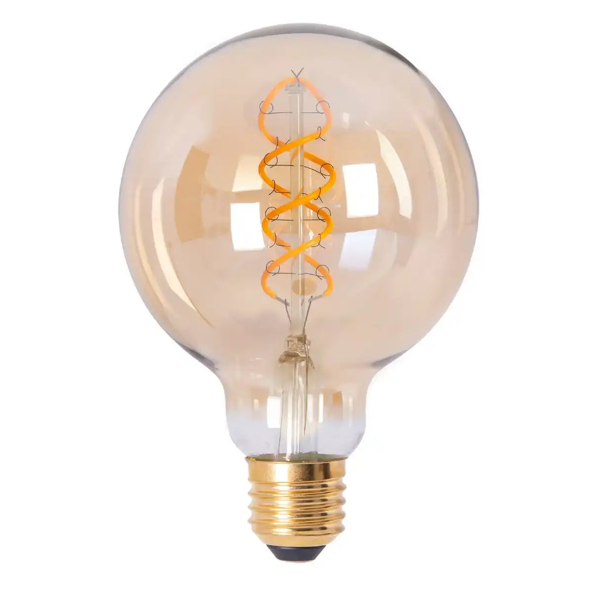 LED Leuchtmittel "DILLY" 3er-Set mit E27-Fassung, 4 Watt Ø 9,5cm, aus Metall und Glas, amber