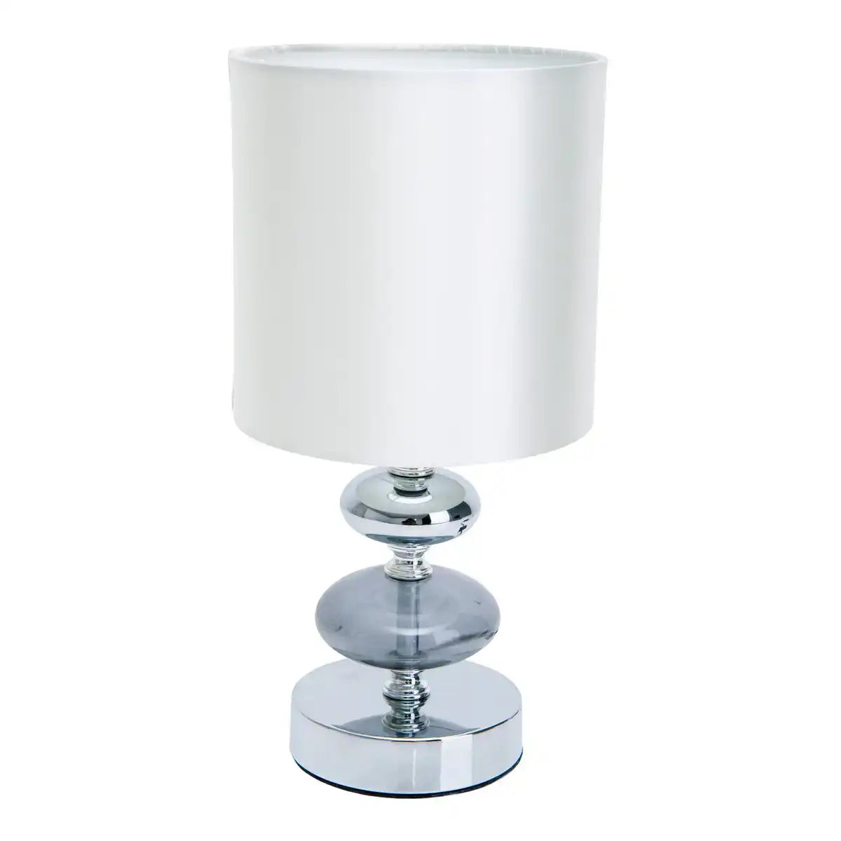 Stoff, Tischleuchte "MALI", Tischlampe aus Metall und Textilmaterial, weiß, mit E14-Fassung, für Esszimmer, Wohnzimmer, Diele oder Büro, Tischlampe für Wohnzimmer oder Esszimmer, Nachttischlampe- 28,5 cm hoch