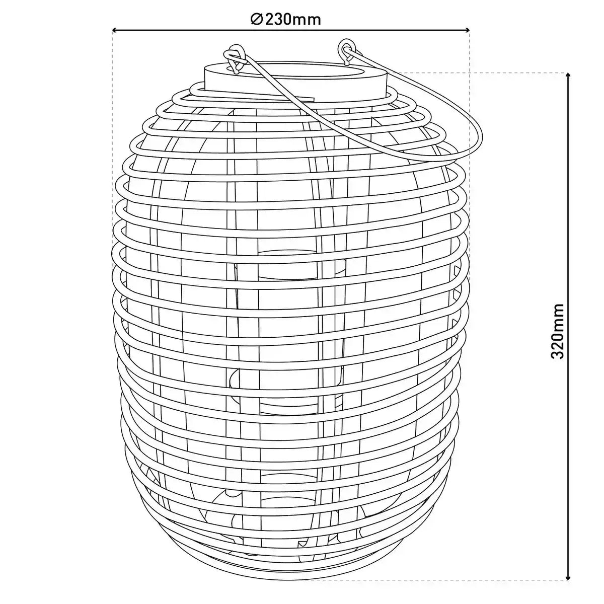 Dekoleuchte "Korbinian" inklusive Solar-LED-Kerze für Garten und Terrasse, Solarlampe aus braunem Rattan, Höhe 32 cm