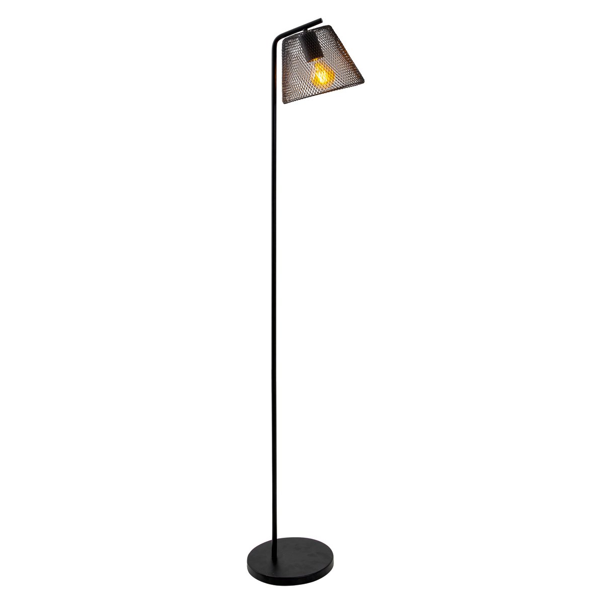 Stehleuchte "KORIE", Stehlampe aus Metall in Schwarz, mit E27-Fassung, 140 cm hoch, für Wohnbereich und Büro.