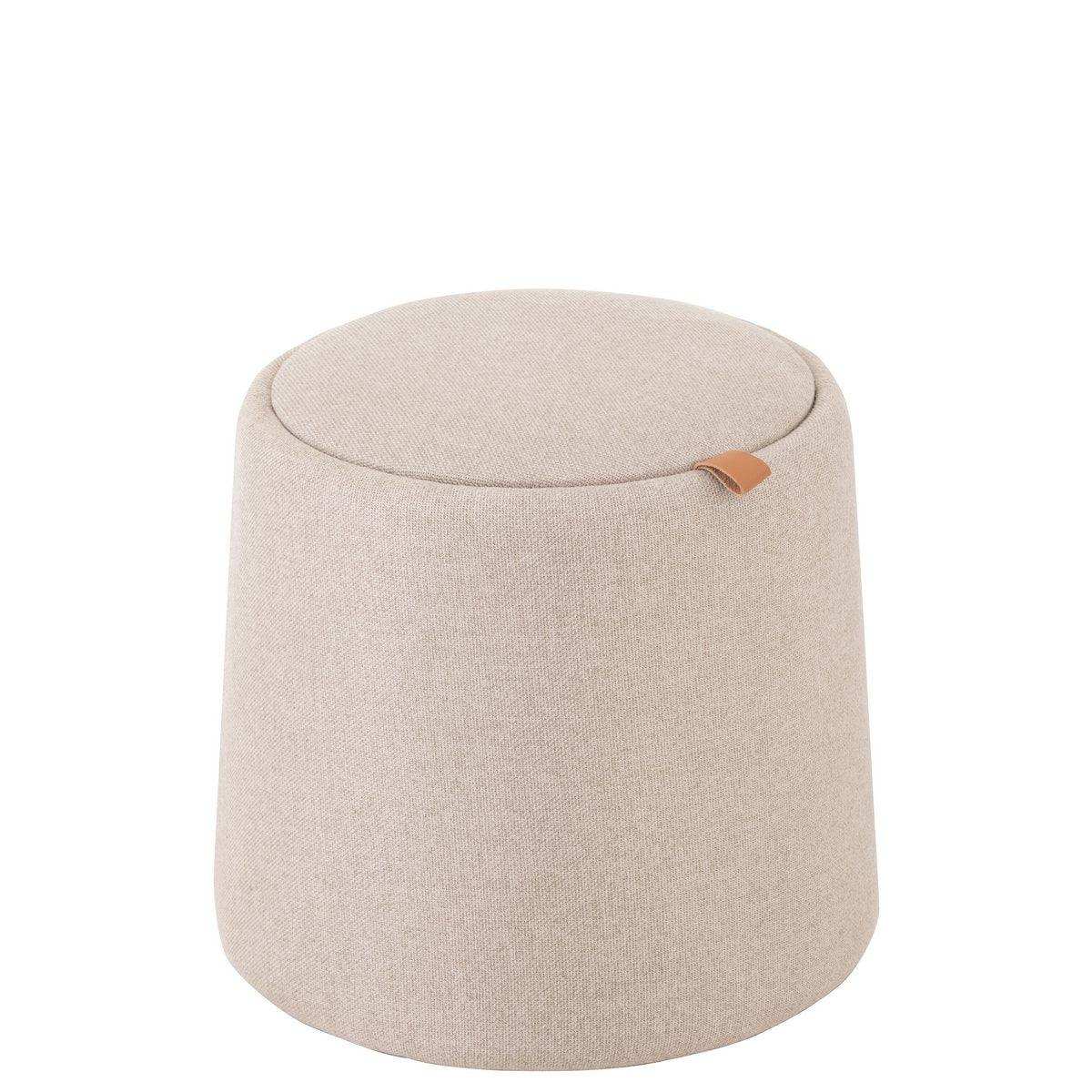 J-Line Pouf/Beistelltisch rund Textil/Holz Beige
