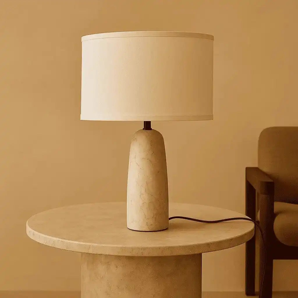 Charlotte Marmorlampe mit Baumwollschirm – Elegante Beleuchtung für Ihr Zuhause