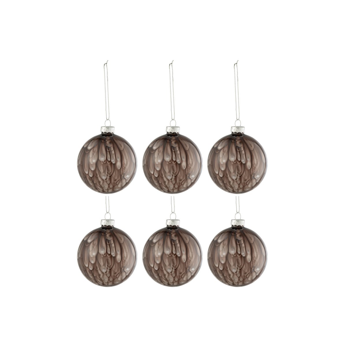 J-Line Weihnachtskugel Spotted – Glas – dunkelgrau – klein – 6er-Box