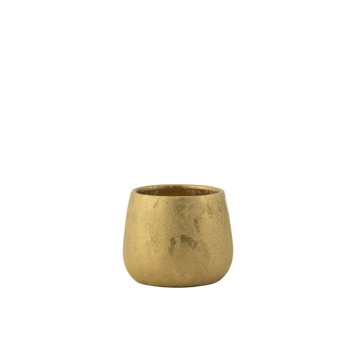 J-Line Blumentopf Rund Keramik Gold Klein