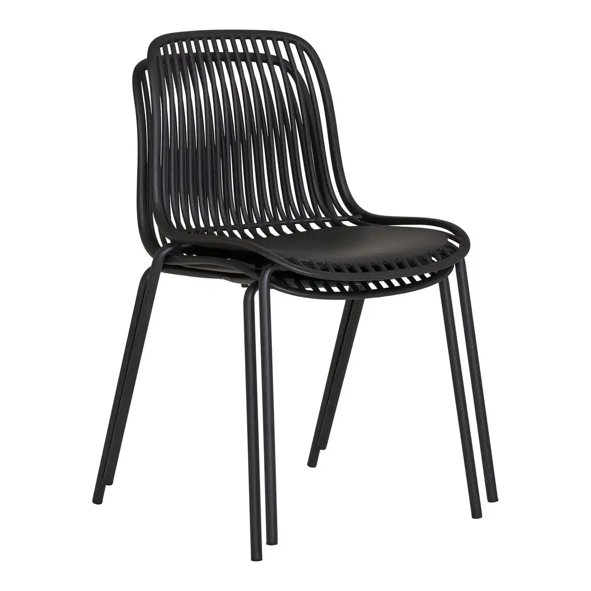 Branson Garden Stuhl - Schwarz, stapelbar, 55x46,5x82 cm - 4 -Set von 4