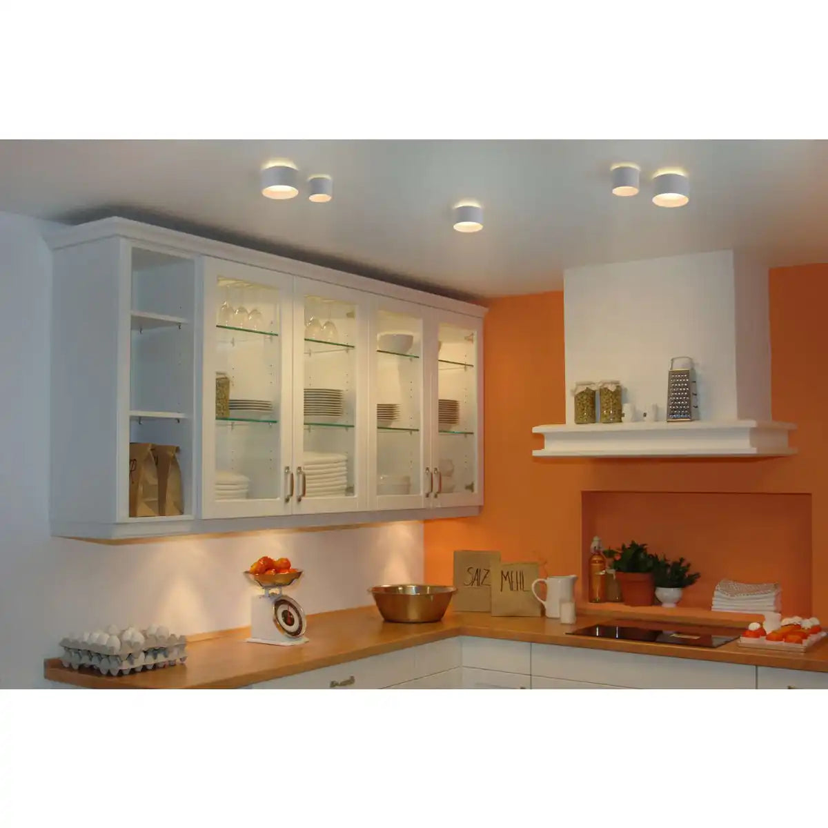 LED Spot "TRIOS" Ø 10 cm weiß, aus Metall und Kunststoff mit integrierten LEDs