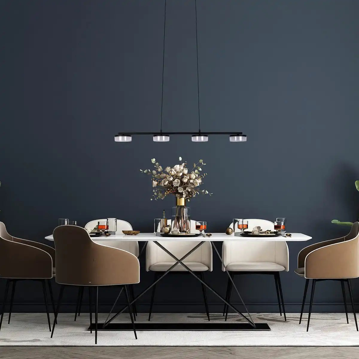 LED Pendelleuchte "CIMO" aus Metall und Kunststoff in Schwarz, mit integrierter LED, Länge 96 cm