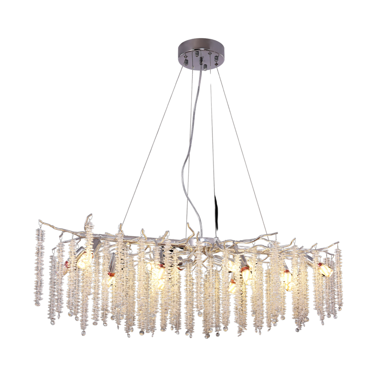 Kronleuchte Hanging Lamp Frost Silber 100x40 cm