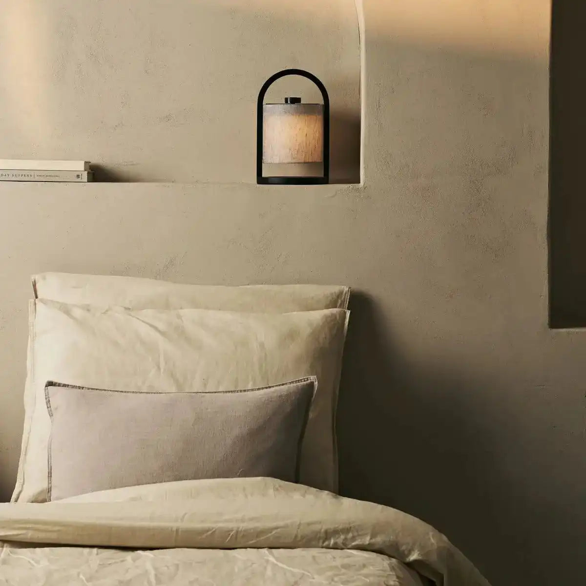 Flussschwarz & grau Holz wiederaufladbare Lampe - dimmbares und schnurloses Licht